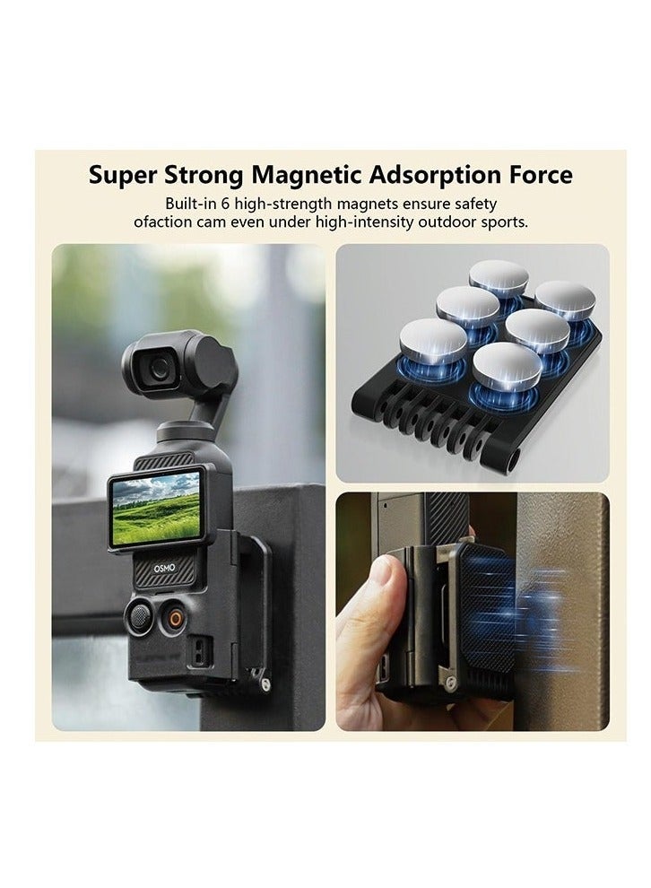 سني لايف حامل مغناطيسي لكاميرا DJI Osmo Pocket 3، إطار حماية Pocket3، حوامل ثلاثية وأحادية، محول توسيع ملحقات Pocket3، قاعدة شفط مغناطيسية، للاستخدام على سطح المكتب أو الأسطح العمودية، قابل للتعديل، أسود - Image 4